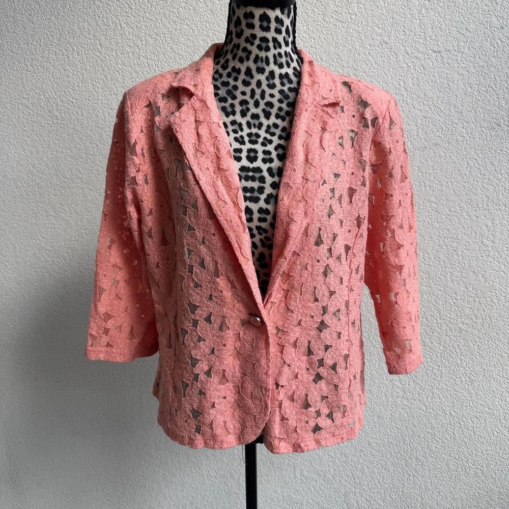 Erin London pink lace blazer 3/4 sleeves size XL